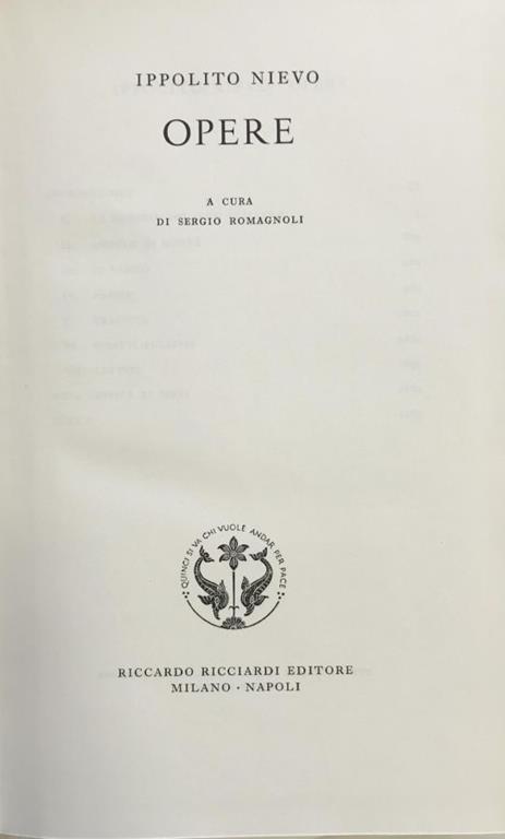 Opere - Ippolito Nievo - copertina