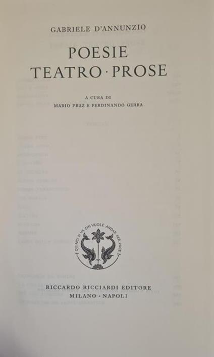 Poesie, Teatro, Prose - Gabriele D'Annunzio - copertina
