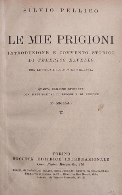 Le mie prigioni - Silvio Pellico - copertina