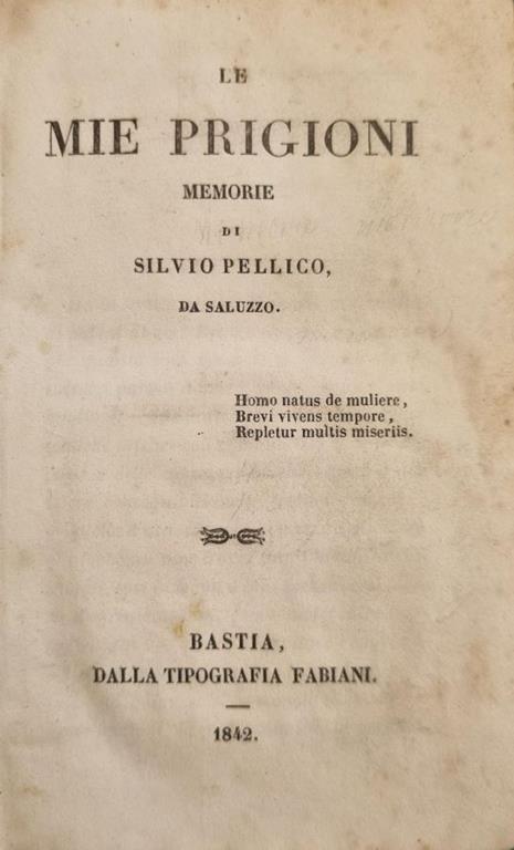 Le mie prigioni - Silvio Pellico - copertina