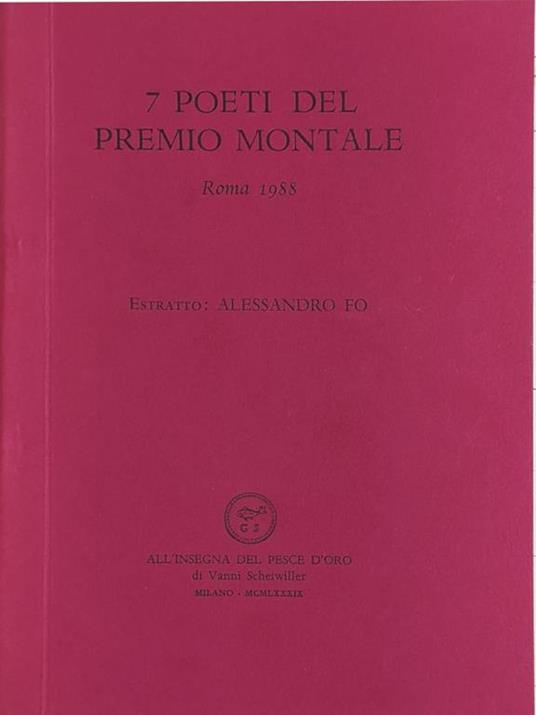 FO ALESSANDRO LE COSE PARLANO 1988 Scheiwiller 