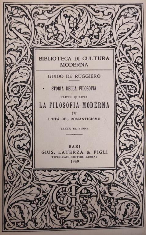 La Filosofia Moderna - Guido De Ruggiero - copertina