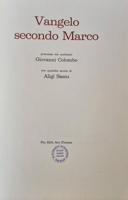 Vangelo Secondo Marco - copertina