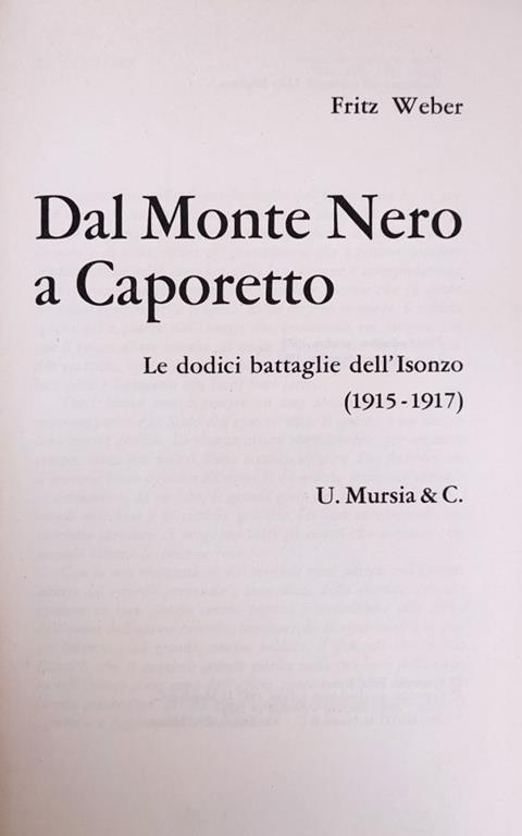 Dal Montenero A Caporetto - Fritz Weber - copertina