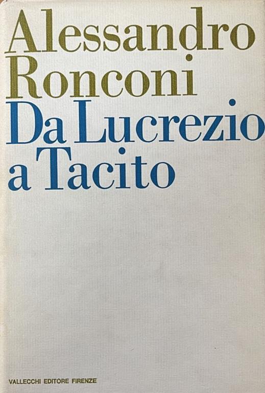 Da Lucrezio A Tacito - Alessandro Ronconi - copertina