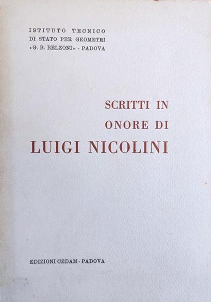 Scritti In Onore Di Luigi Nicolini - copertina
