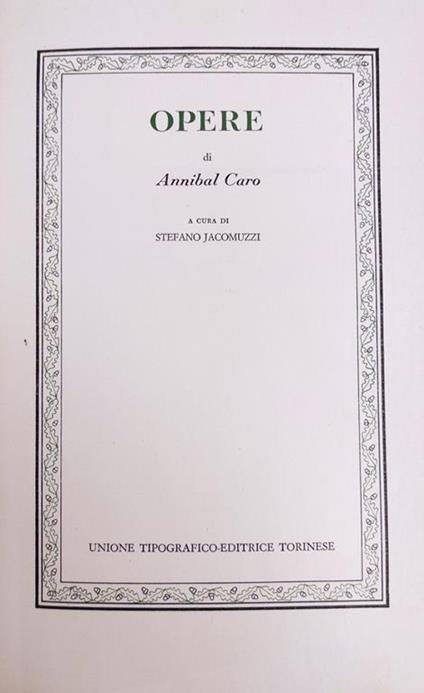 Opere - Annibal Caro - copertina