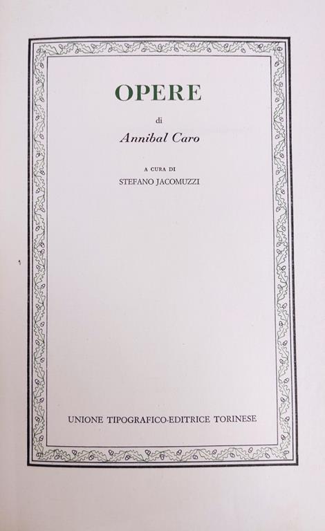 Opere - Annibal Caro - copertina