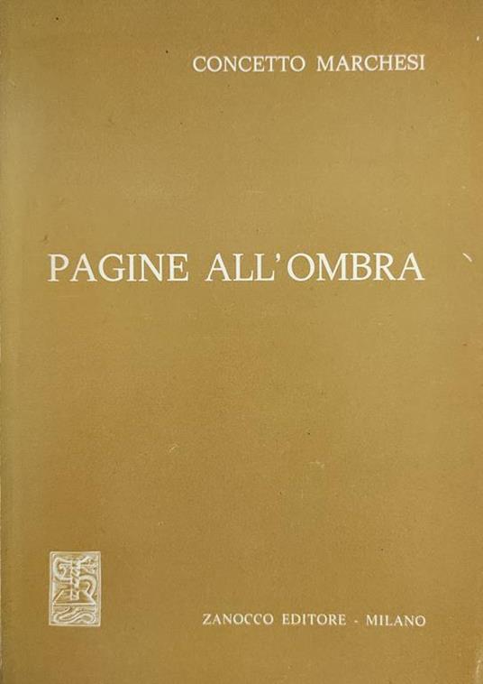 Pagine All'Ombra - Concetto Marchesi - copertina