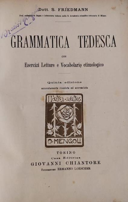 Grammatica Tedesca Con Esercizi Letture E Vocabolario Etimologico - copertina