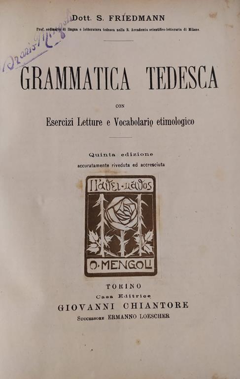 Grammatica Tedesca Con Esercizi Letture E Vocabolario Etimologico - copertina