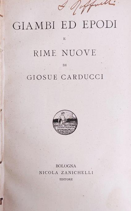 Giambi Ed Epodi E Rime Nuove - Giosuè Carducci - copertina