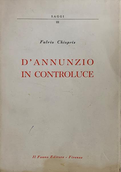 D'Annunzio In Controluce - copertina