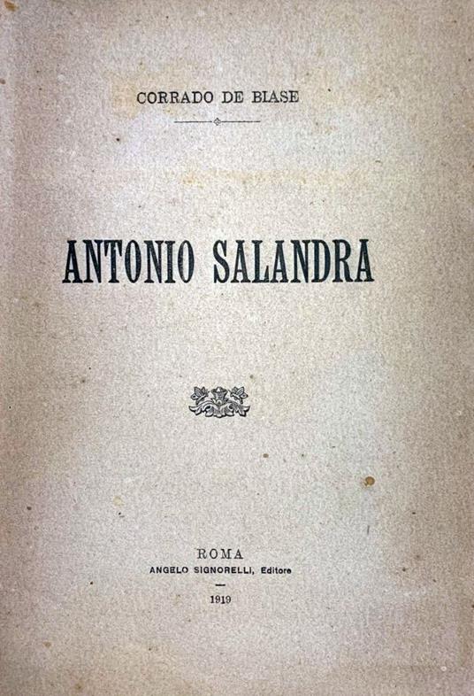Antonio Salandra - copertina