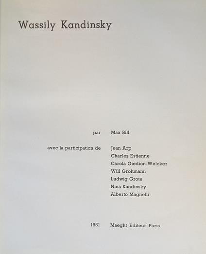 Wassily Kandinsky Par Max Bill - copertina