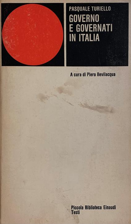 Governo E Governati In Italia - Pasquale Turiello - copertina