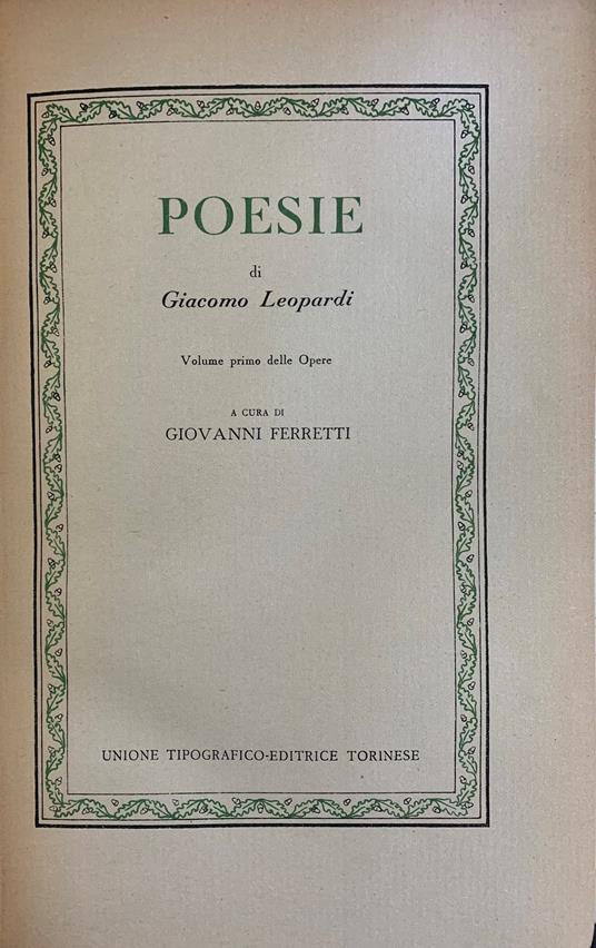 POESIE seguito da PROSE - Giacomo Leopardi - copertina