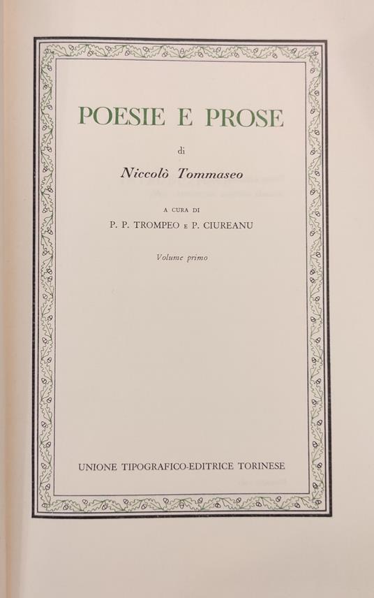 Poesie E Prose - Niccolò Tommaseo - copertina