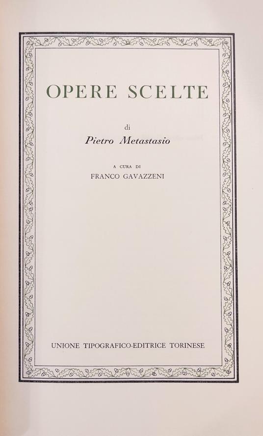 Opere Scelte - Pietro Metastasio - copertina