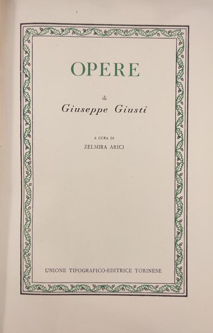 Opere - Giuseppe Giusti - copertina