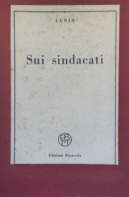 Sui Sindacati - Lenin - copertina