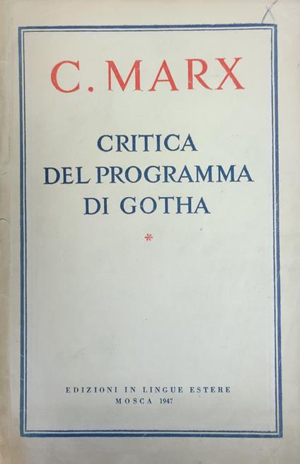 Critica Del Programma Di Gotha - copertina