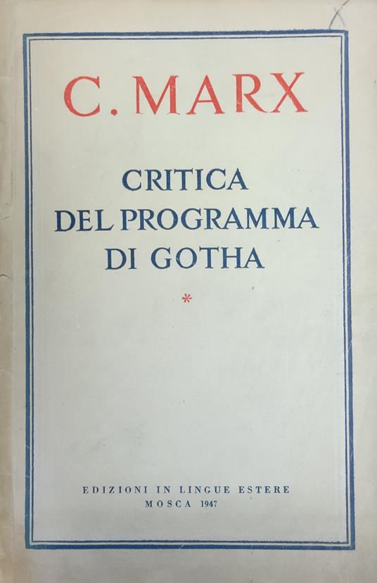Critica Del Programma Di Gotha - copertina