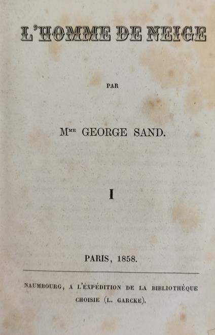 L' Homme De Neige - George Sand - copertina