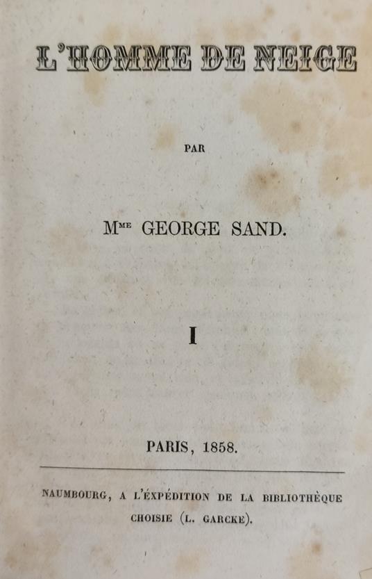 L' Homme De Neige - George Sand - copertina