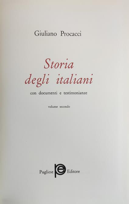 Storia Degli Italiani Con Documenti E Testimonianze - Giuliano Procacci - copertina