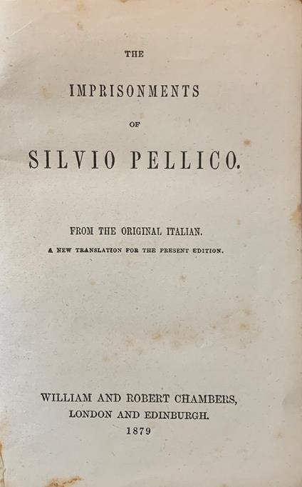 The Imprisonments - Silvio Pellico - copertina