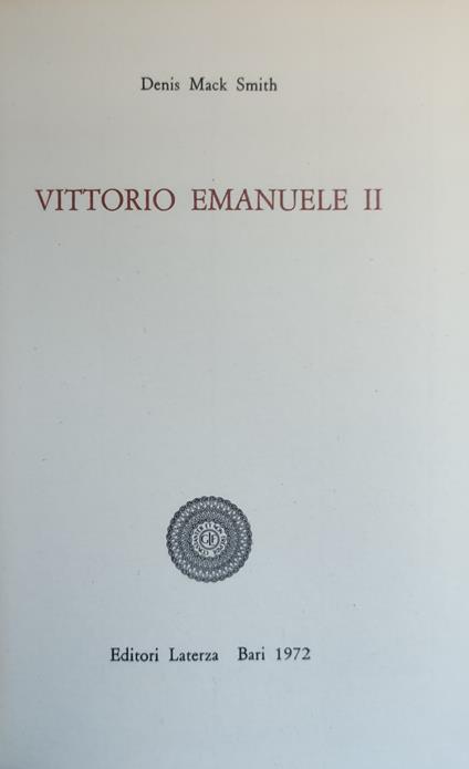 Vittorio Emanuele Ii - Denis Mack Smith - copertina