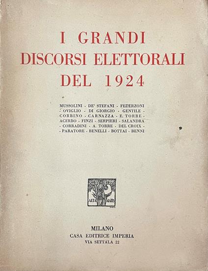 I Grandi Discorsi Elettorali Del 1924 - copertina