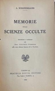 Memorie Sulle Scienze Occulte - Arthur Schopenhauer - copertina