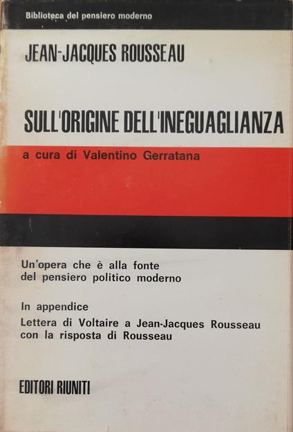 Sull'Origine Dell'Ineguaglianza - Jean-Jacques Rousseau - copertina