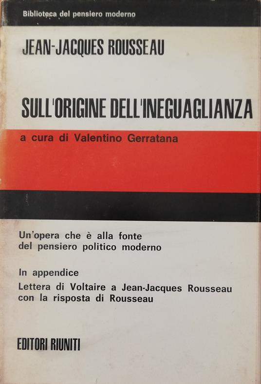 Sull'Origine Dell'Ineguaglianza - Jean-Jacques Rousseau - copertina