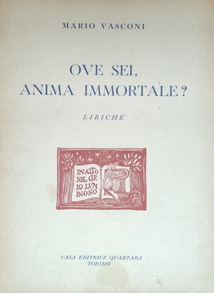 Ove Sei, Anima Immortale? Liriche - copertina