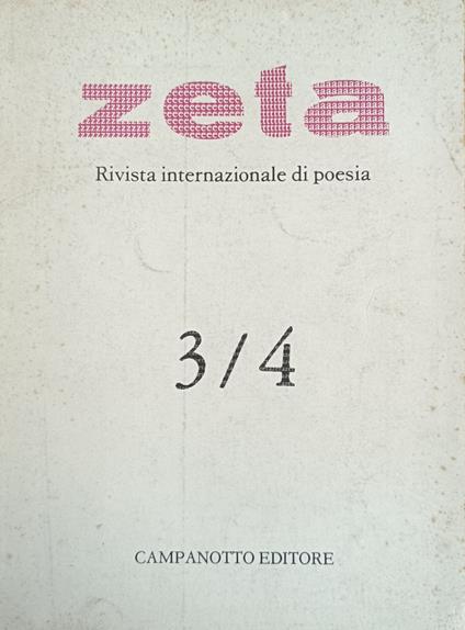 Zeta. Rivista Internazionale Di Poesia 3/4 - copertina