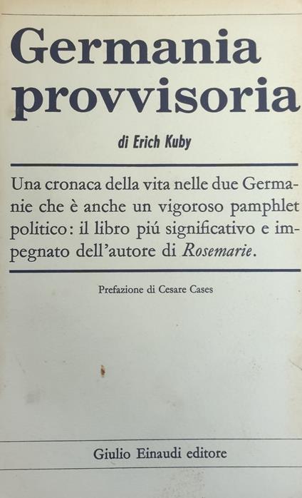 Germania Provvisoria - Erich Kuby - copertina