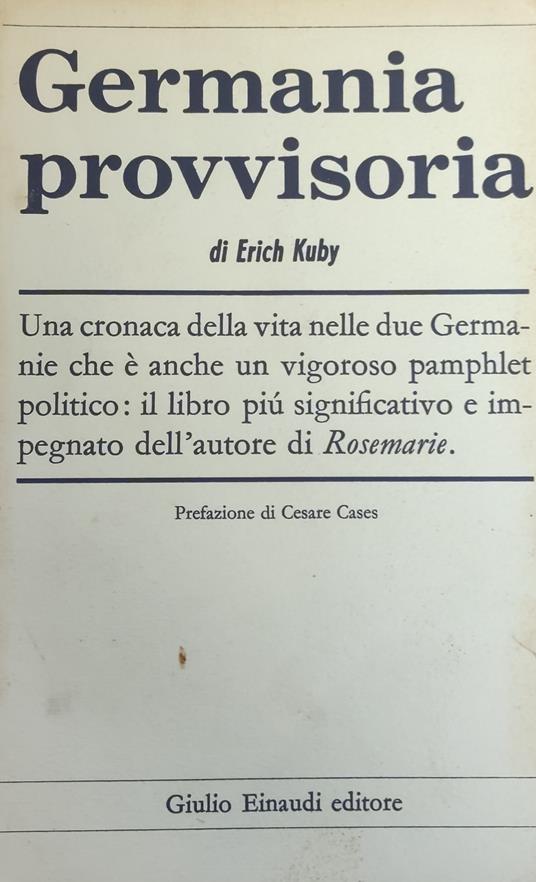 Germania Provvisoria - Erich Kuby - copertina