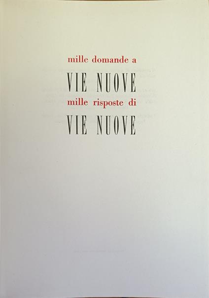 Vie Nuove Risponde - copertina