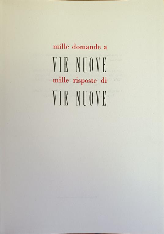 Vie Nuove Risponde - copertina