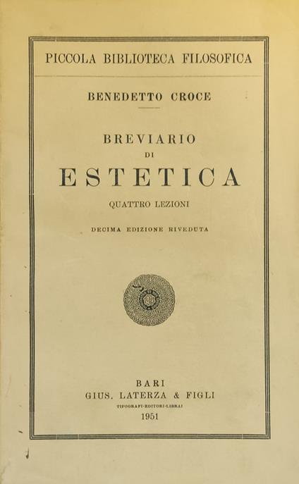 Breviario Di Estetica. Quattro Lezioni - Benedetto Croce - copertina
