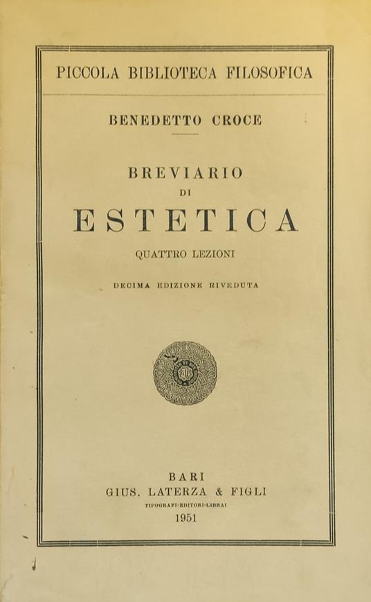 Breviario Di Estetica. Quattro Lezioni - Benedetto Croce - copertina