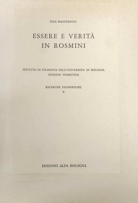 Essere E Verità In Rosmini - copertina