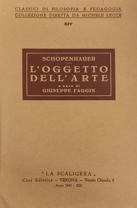 L' Oggetto Dell'Arte - Arthur Schopenhauer - copertina