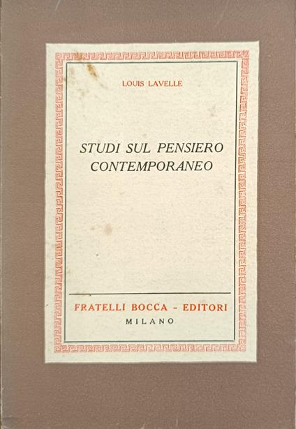 Studi Sul Pensiero Contemporaneo - Louis Lavelle - copertina