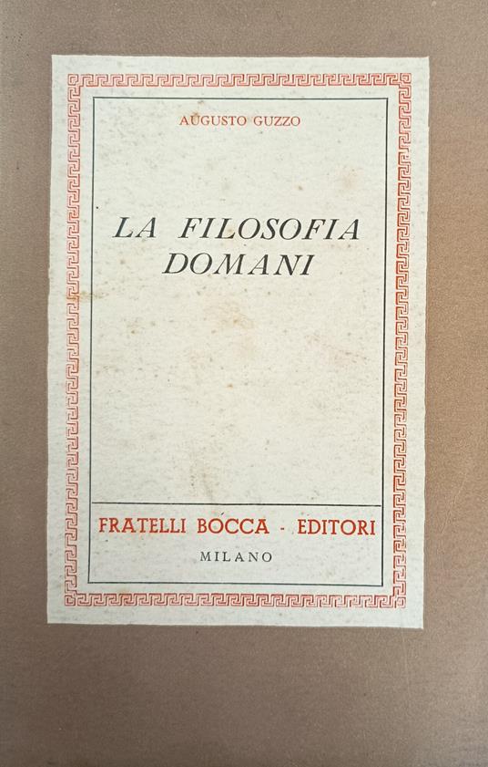 La Filosofia Domani - Augusto Guzzo - copertina