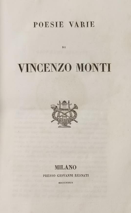 Opere - Vincenzo Monti - copertina