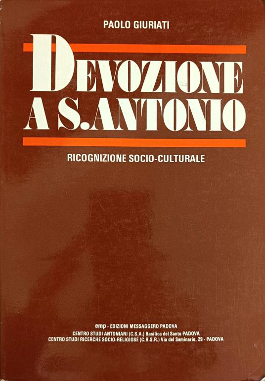 Devozione A S. Antonio. Ricognizione Socio-Culturale - copertina